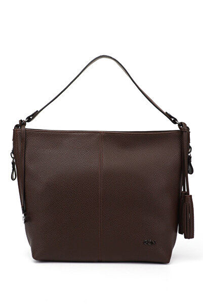 GÖNDERİ(R) Γυναικεία τσάντα ώμου Brown Heart μεγάλου μεγέθους B6816