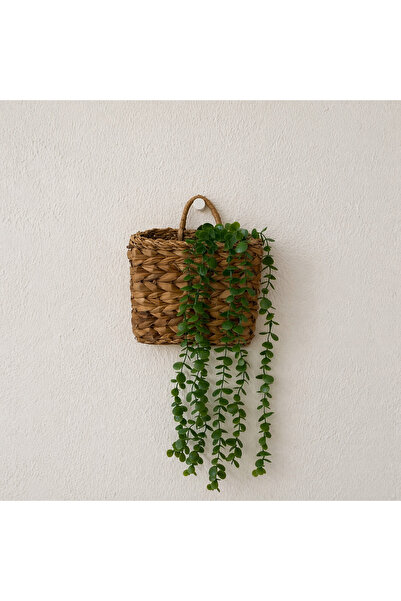 LEONEV Hasır kapı süsü sepet çiçeklik 22x14x17 cm