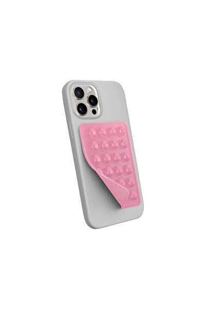Vellune Co Silikon Vakumlu Yapışkanlı Kaymaz Vantuz Cep Telefon Tutucu Pembe