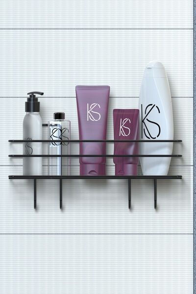 KILINÇ STORE 2Lİ Set Banyo Düzenleyici Şampuanlık Siyah YAPIŞKANLI 4 ASKILI Duş Rafı