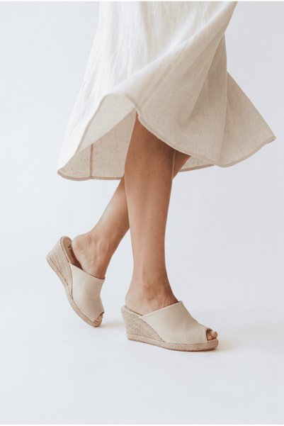 Y&D Shoes Women's Espadrille Slippers – Linen Fabric, Wedge Heel, Summer