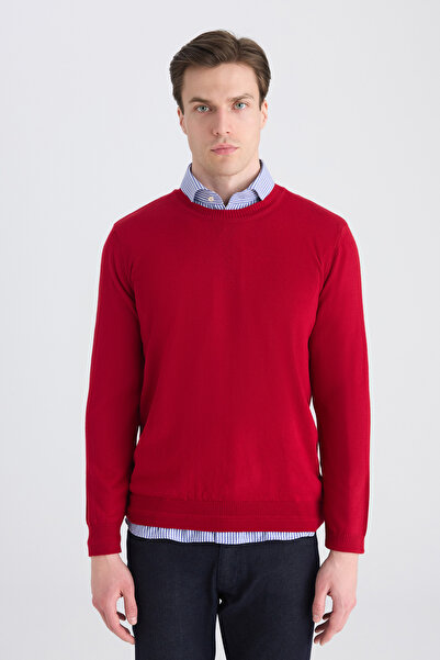 D'S Damat Πουλόβερ Ds Damat Regular Fit σε κόκκινο απλό πλεκτό