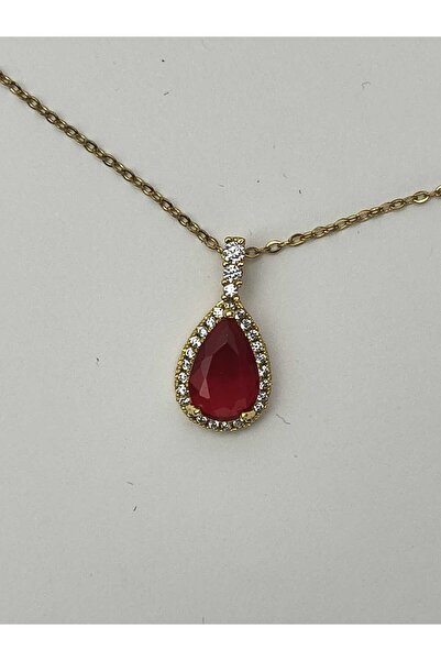 FASHİON JEWELRY Colier cu pandantiv cu piatră roșie