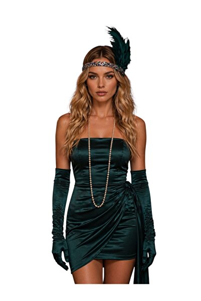 Bukiro Coroană Gatsby cu pene, design coroană cu pietre, coroană cu pietre, c...