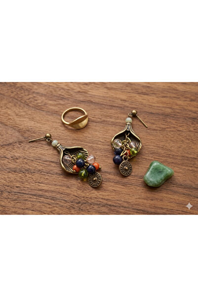 azra takı tasarım Handmade Antique, Colorful, Bohemian Short Women's Earrings