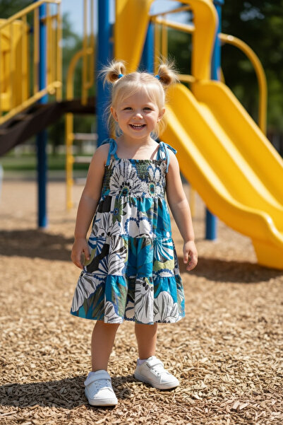 Pitti Girl's Floral Layered Cotton Dress 9245