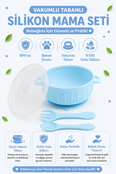 jojoturkiye Vacuum Silicone Food Bowl with Lid, Non-Slip Food Bowl, Vacuum Fo...