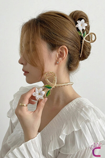 Cinderella Κλιπ μαλλιών με μεταλλικό μανταλάκι Lily Flower Model Gold - Νέα σ...