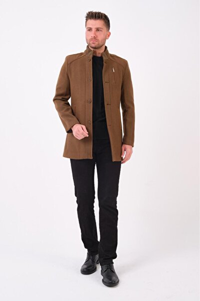 RUVEN TEKSTİL Ezel Ανδρικό παλτό με όρθιο γιακά και φερμουάρ στο στήθος, σε σ...