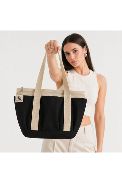 Bordglow PlusGlow Design Serisi – Siyah Premium Kanvas Çanta - Tote Bag | 9 c...