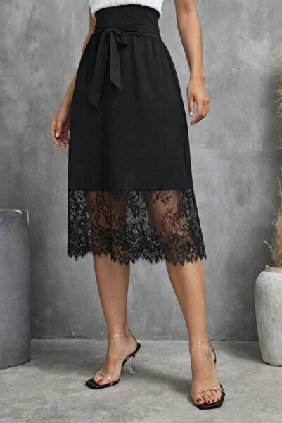 Butik Women's Strappy V-Neck Lace Midi Viscose Dress