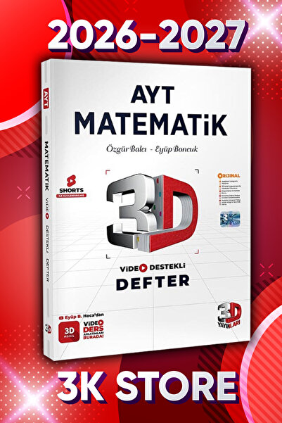 3D Yayınları 2026 YKS AYT Matematik Video Destekli Defter VDD