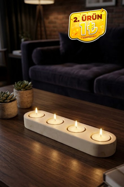 Merely Sare Aura Priz Modern & Minimalist 4 Bölmeli Dekoratif Tealight Mumluk...