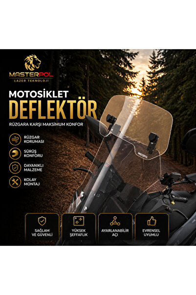 MASTERPOL Deflektör MODEL 2 Rüzgar Saptırıcı Siperlik Şeffaf Motor Camı Cam U...