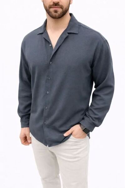 Kanonik Education Ανδρικό πουκάμισο Aerobin Fabric Oversize 4 Seasons με μακρ...