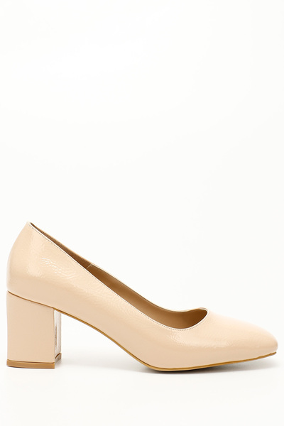 GÖNDERİ(R) Γυναικεία γυμνά τσαλακωμένα λουστρίνια παπούτσια με μεσαίο χοντρό ...