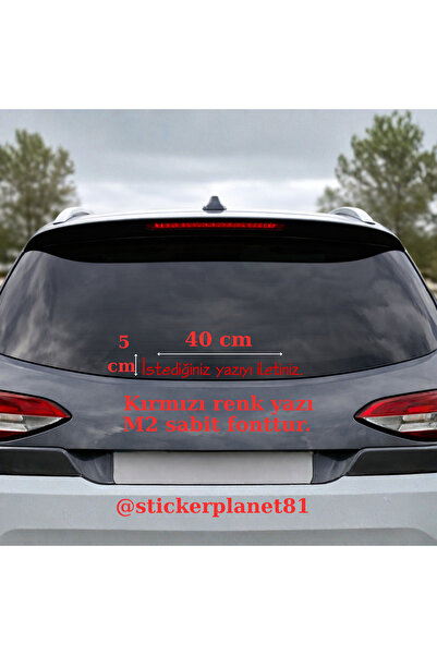 AlpiLeo Kırmızı - Kişiye Özel Araç Arka Cam Sticker - 40x5 cm Minimalist Yazı...