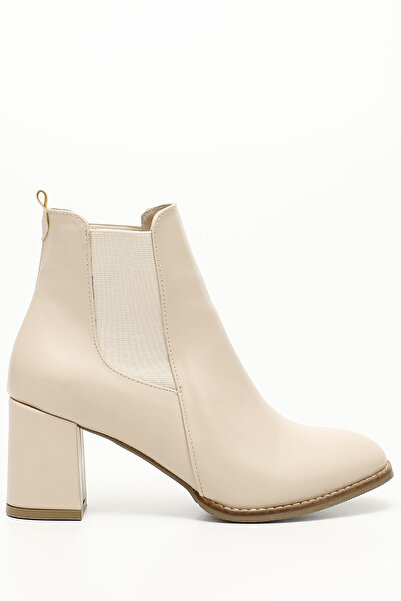 GÖNDERİ(R) Γυναικείες μπότες Chelsea σε μπεζ χοντρό τακούνι