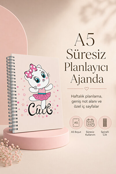 cabuk baskı A5 Αδιάκοπο Ημερολόγιο Σπιράλ Εβδομαδιαίο Σημειωματάριο Χαριτωμέν...