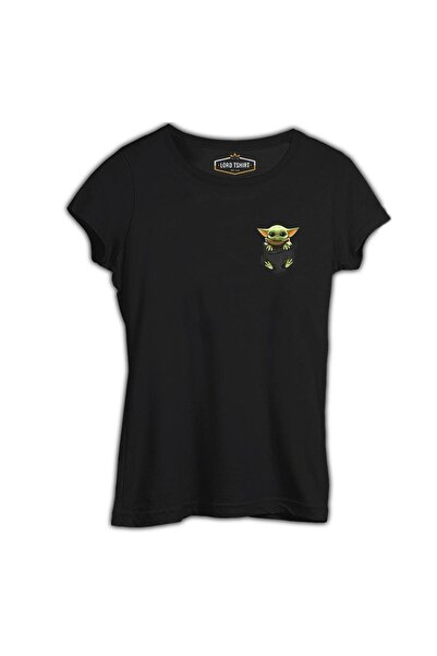 Lord T-Shirt بيبي يودا - تيشيرت نسائي أسود بجيب
