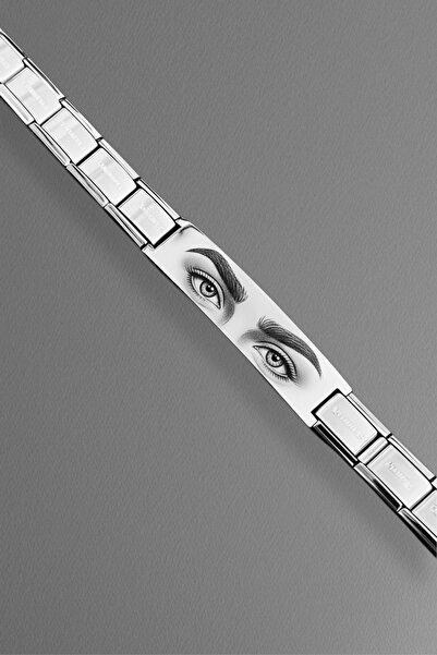 Vamoria İtalyan Charm Plakalı Çelik Bileklik İsme Özel Harfli İsimli Lazer Ba...