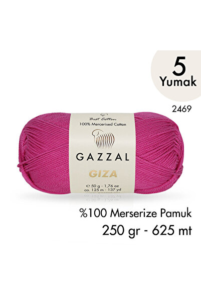 Gazzal Giza 2469-%100 Merserize Pamuk İplik Yazlık Örgü Amigurumi - 5 Yumak
