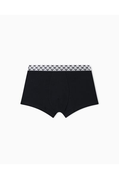 Emporio Armani Ανδρικό βαμβακερό μαύρο μποξεράκι με λεπτομέρεια λογότυπου Eag...