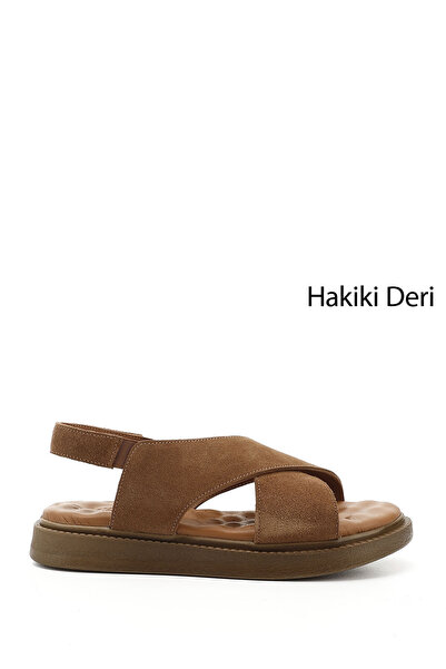 GÖNDERİ(R) Γυναικεία πέδιλα Comfort από γνήσιο δέρμα με σταυρωτό λουράκι από ...