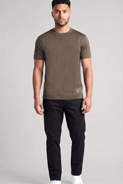 Emporio Armani Erkek Kısa Kol Bisiklet Yaka Regular Fit Kahverengi T-Shirt