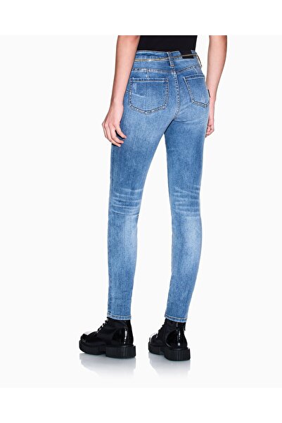 Armani Exchange Kadın Slim Fit Düğme Kapamalı Dar Paça Günlük Lacivert Jeans