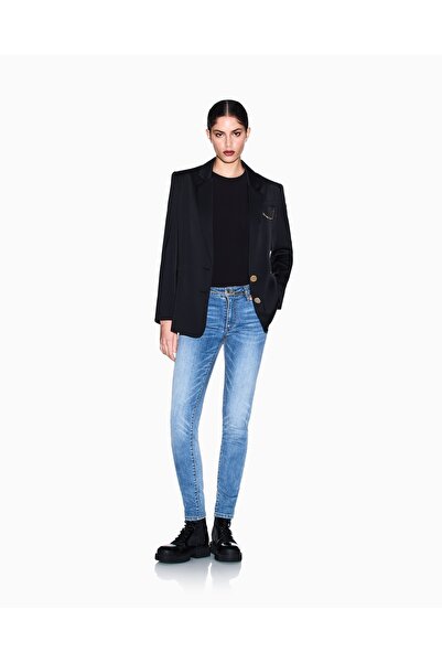 Armani Exchange Kadın Slim Fit Düğme Kapamalı Dar Paça Günlük Lacivert Jeans