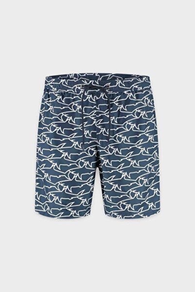 PAUL&SHARK Men's Logo Patterned Quick-Drying Fabric Navy Blue Swimsuit with B...
