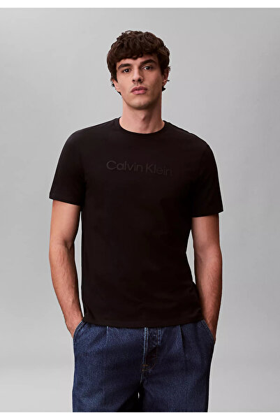 Calvin Klein Erkek Pamuklu Bisiklet Yaka Kısa Kollu Siyah T-Shirt