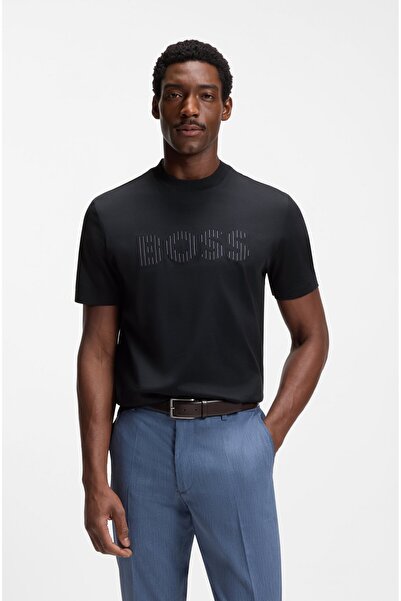 BOSS Erkek Logolu Bisiklet Yaka Kısa Kol Standart Lacivert T-Shirt