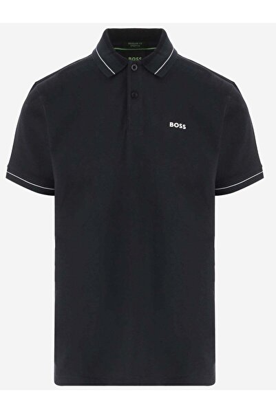 BOSS Erkek Regular Fit Logo Baskılı Kısa Kollu Pamuklu Lacivert Polo Yaka T-S...