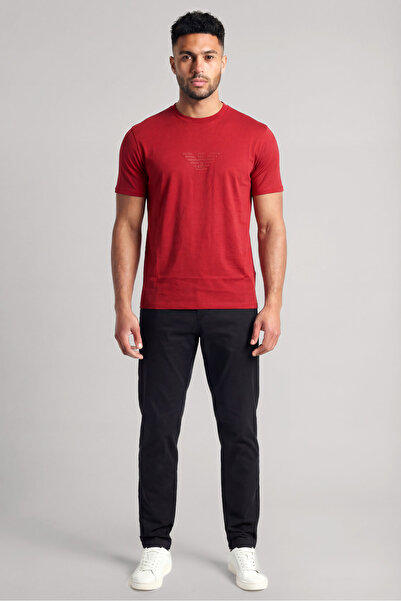 Emporio Armani Tricou roșu cu mânecă scurtă, din bumbac, cu logo și croială n...