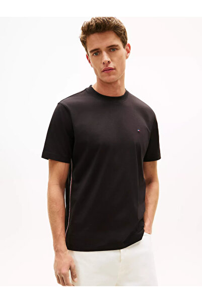 Tommy Hilfiger Erkek Global Stripe Siyah T-Shirt