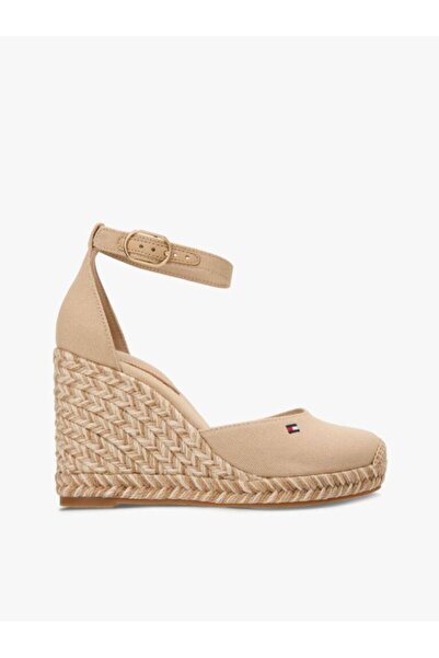 Tommy Hilfiger Γυναικεία ψηλοτάκουνα πέδιλα μπεζ με λεπτομέρεια λογότυπου TH ...