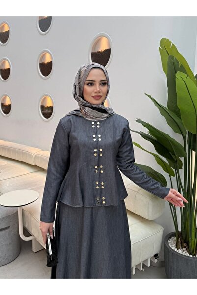 butik hira Σετ φούστας από ύφασμα Tensel με λεπτομέρεια από κουμπωτά στοιχεία