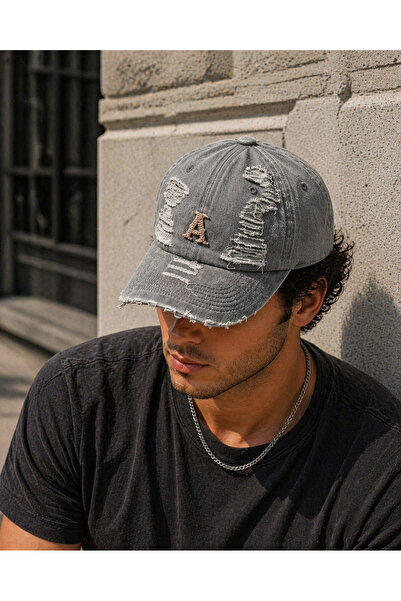 Zeramine 2024 Gray Vintage Distressed Hat with Ripped Detail Unisex Adjustabl...