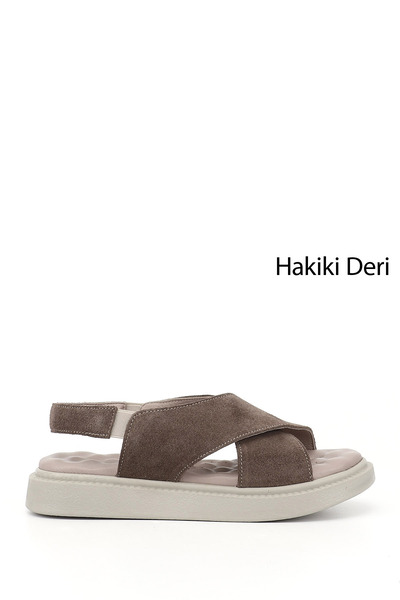 GÖNDERİ(R) Γυναικεία σανδάλια Comfort από γνήσιο δέρμα με χιαστί λουράκια και...