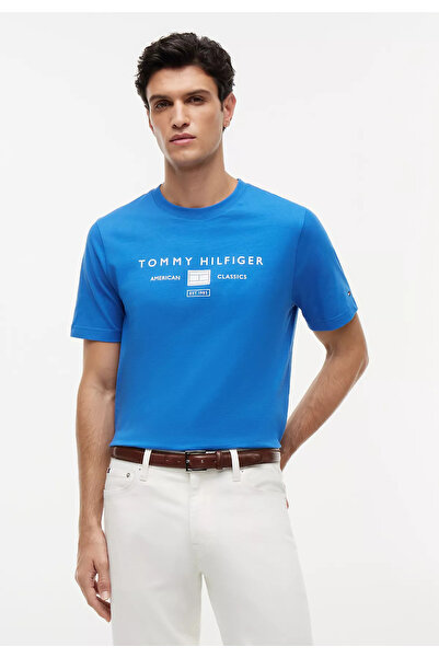 Tommy Hilfiger Erkek Normal Kesim Baskılı Pamuklu Yuvarlak Yakalı Kısa Kollu ...