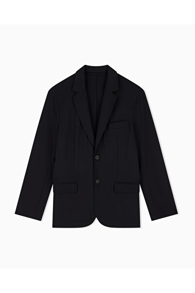 Emporio Armani Erkek Viskoz Karışımlı Kabartma Kare Desenli Tek Düğmeli Cep D...