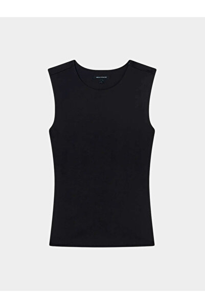 Armani Exchange Women's Regular Fit Sleeveless Woven Fabric Black T-Shirt