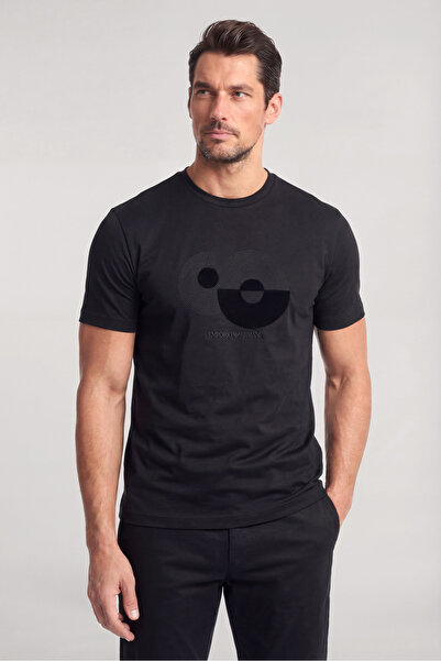Emporio Armani Erkek Kısa Kol Slim Fit Kısa Boy Dokuma Kumaş Siyah1 T-Shirt