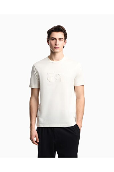 Emporio Armani Erkek Kısa Kol Slim Fit Kısa Boy Dokuma Kumaş Beyaz T-Shirt