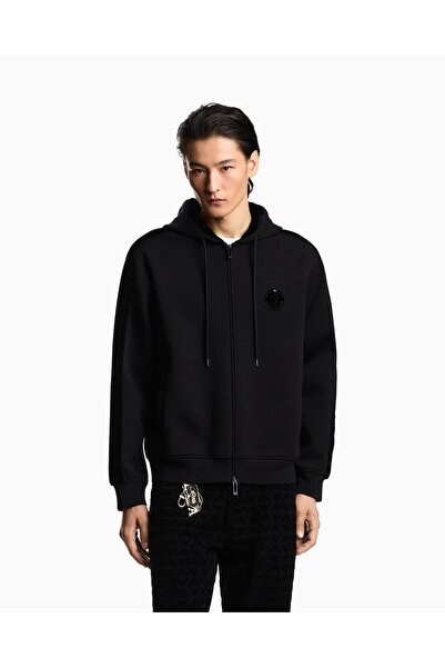 Emporio Armani Erkek Normal Kesim Pamuklu Kapüşonlu Logo Detaylı Uzun Kollu S...