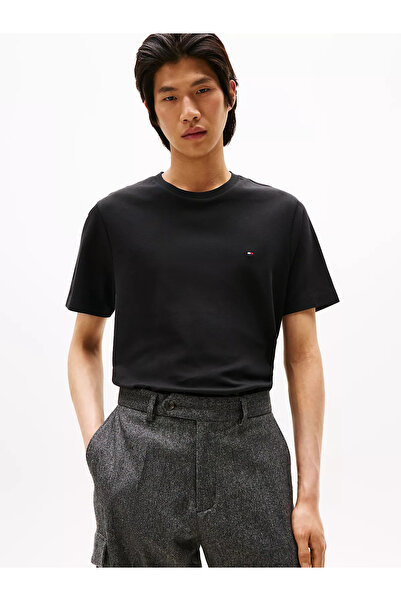 Tommy Hilfiger Erkek Yuvarlak Yaka Regular Fit Pamuklu Kısa Kollu Siyah T-Shirt