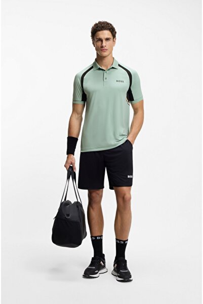 BOSS Erkek Çabuk Kuruyan Esnek Pamuklu Dar Kesim Yeşil Polo Yaka T-Shirt