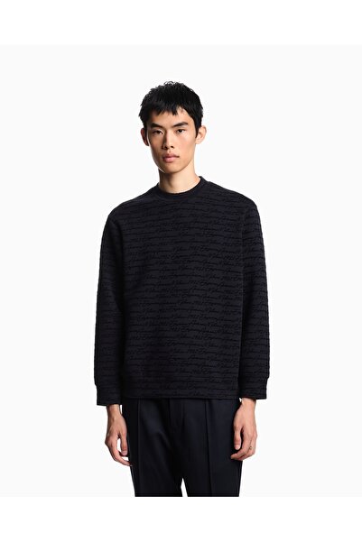 Emporio Armani Erkek Regular Fit Bisiklet Yaka Uzun Kollu Lacivert Sweatshirt